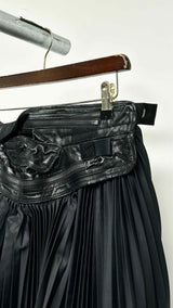 Junya Watanabe Leather-waist Asymmetrical Pleated Skirt