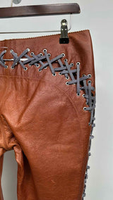 Charlotte Knowles Lace-up Detailed Leather Pants