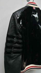 Thom Browne 4-bar 4-bar Patent-body Leather Bomber Jacket