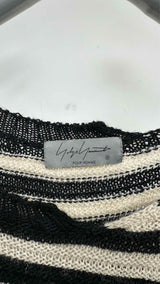 Yohji Yamamoto Pour Homme Border Asymmetrical Round Neck Sweater