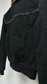 Louis Vuitton Fringed-seam Leopard-fur-collar Quilted-lined Denim Jacket