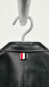 Thom Browne Trimmed Leather Coat