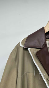 Miu Miu Single-breasted Chino and Leather Trench Coat