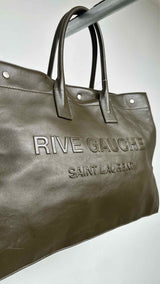 Saint Laurent Rive Gauche Embossed-logo Leather Tote Bag
