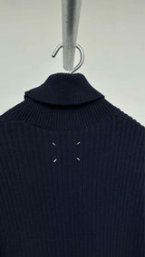 Margiela Long-mesh Sleeve High-neck Rib Knit Dress