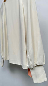 The Row Crepe Long Puff-Sleeve Blouse