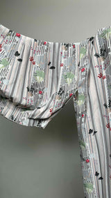 Thom Browne Pleated Puff-Sleeve Printed Long Dress