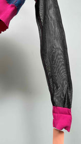 Tao Comme Des Garçons Mesh-knit Plaid Cropped Cardigan