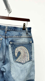 Kartik Research Chikankari Straight-Leg Embellished Panelled Jeans