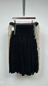 Yohji Yamamoto Pour Homme Front- faux-fur Side-pleated Glitter Kilt
