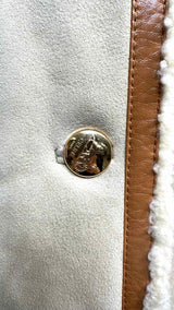 CELINE Metal-button Collarless Shearling Jacket