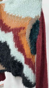 Dries Van Noten Color Blocking Lose Knit Mohair Sweater