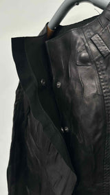 Acne Studios Crinkled Collar-less Leather Jacket