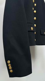 CELINE Collarless Metal-button Wool Blazer Jacket