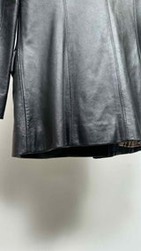 Burberry Tartan-lined Leather Blazer Jacket