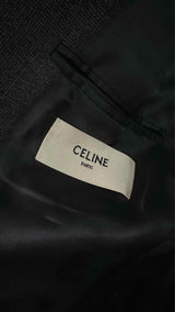 CELINE Plaid Textured Wool Blazer Jacket