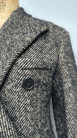 Margiela Double-breast Fuzzy Weave Long Over Coat