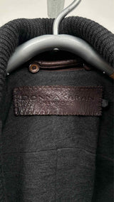 Donna Karan Knit-hybrid Shawl-collar Leather Jacket