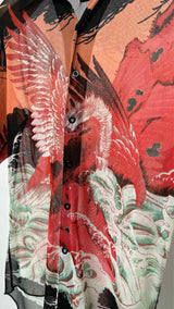 Jean Paul Gaultier Soleil S/S Eagle Print Mesh Shirt
