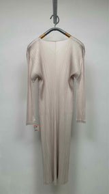 Pleats Please L/S V-neck Pleated Long Dress