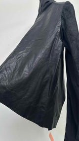Rick Owens Cowl-Neck Zip-Sleeve Leather Jacket
