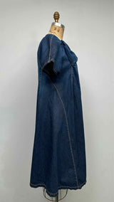 Junya Watanabe Denim S/S Front-Bow Oversized Denim Dress