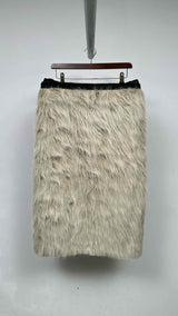 Yohji Yamamoto Pour Homme Front- faux-fur Side-pleated Glitter Kilt