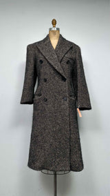 Margiela Double-breast Fuzzy Weave Long Over Coat