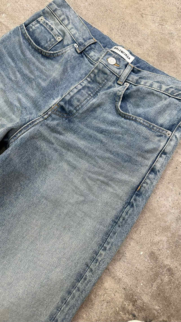 Balenciaga Distressed Wide Jeans