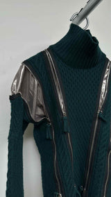 Jean Paul Gaultier X Sacai Multi-zip Detailed High-neck Cable Sweater
