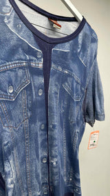 Gaultier Jeans S/S Trompe-L'oeil Denim Jacket Print Top