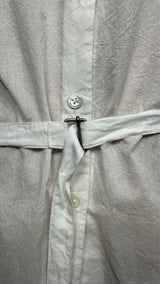 Ann Demeulemeester L/S Collarless Belted Crinkled Shirt Dress