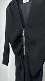 Saint Laurent L/S Heart Zip-up Gathered Bodysuits