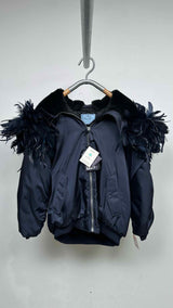 PRADA Re-nylon Shearling Lining Feather Bomber Jacket