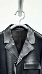 Thom Browne Trimmed Leather Coat