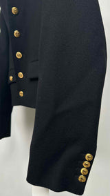 CELINE Collarless Metal-button Wool Blazer Jacket