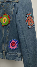 Louis Vuitton X Kusama Yayoi Faces Leather-patch Denim Jacket