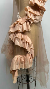 Roberts Wood S/S Hand-wrinkled Mesh Ruffle T-shirt Dress