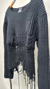 Ann Demeulemeester Destroy Hybrid Hand-knitted Sweater