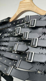 Noir Kei Ninomiya Multi Buckled Synthetic Faux Leather Harness Vest