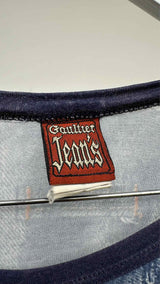 Gaultier Jeans S/S Trompe-L'oeil Denim Jacket Print Top