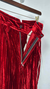 Shinya Kozuka Side-Zip Velvet Stripe Drop-clutch Wide Pants