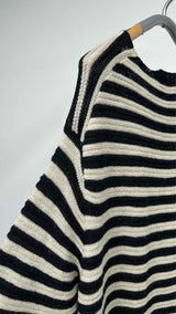 Yohji Yamamoto Pour Homme Border Asymmetrical Round Neck Sweater