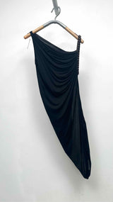 Jean Paul Gaultier Asymmetrical Chain-Strap Mesh Side-Gathered Drape Dress