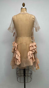 Roberts Wood S/S Hand-wrinkled Mesh Ruffle T-shirt Dress