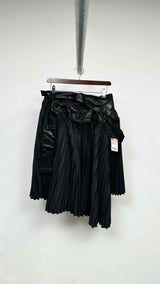 Junya Watanabe Leather-waist Asymmetrical Pleated Skirt