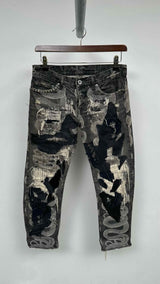 Hysteric Glamour Boro-patchwork Snake-print Jeans