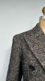 Margiela Double-breast Fuzzy Weave Long Over Coat