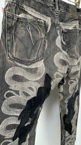 Hysteric Glamour Boro-patchwork Snake-print Jeans