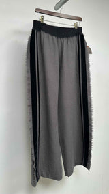Uma Wang Velvet Side Stripe Wide Fringe Easy Pants